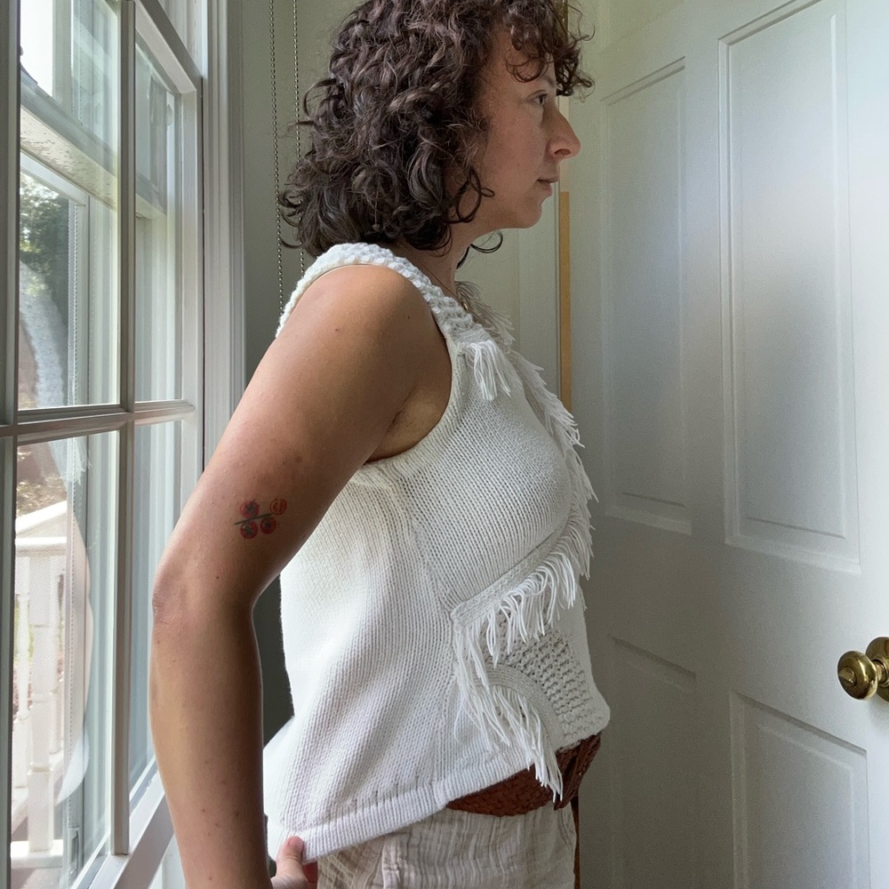 Vintage Anthropology white sleeveless sweater top